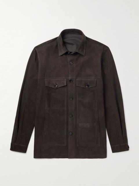 THOM SWEENEY Suede Overshirt Dark brown