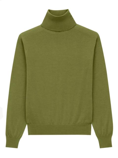 SAINT LAURENT CASHMERE, WOOL AND SILK TURTLENECK PULLOVER
