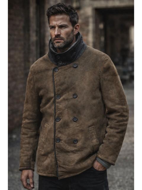 Herno Herno Shearling Leather Double Breasted Coat