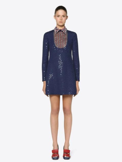 Valentino Navy Sequin Embellished Mini Dress