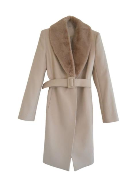 Other Designers Faux Fur Collar Wrap Trench Coat