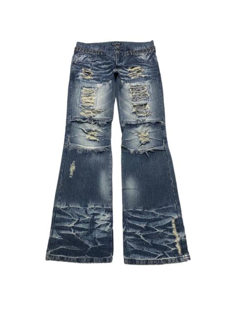 Le Grande Bleu (L.G.B.) - Japanese Brand LOWBOX Denim Double Waist Studded Flare Jeans