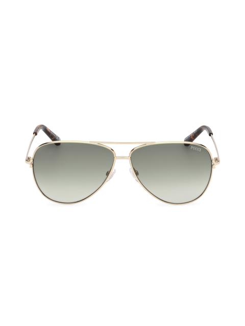 PUCCI Emilio Pucci 60mm Pilot Sunglasses in Gold/Dark Havana /Grad Green at Nordstrom