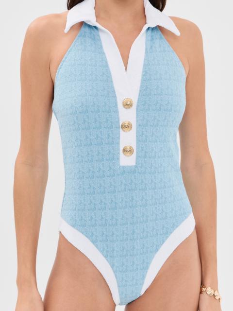 L'AGENCE Natalya Colorblock Chic Collared One Piece