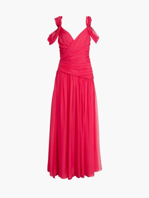 Oscar de la Renta Cold-shoulder draped silk-chiffon gown