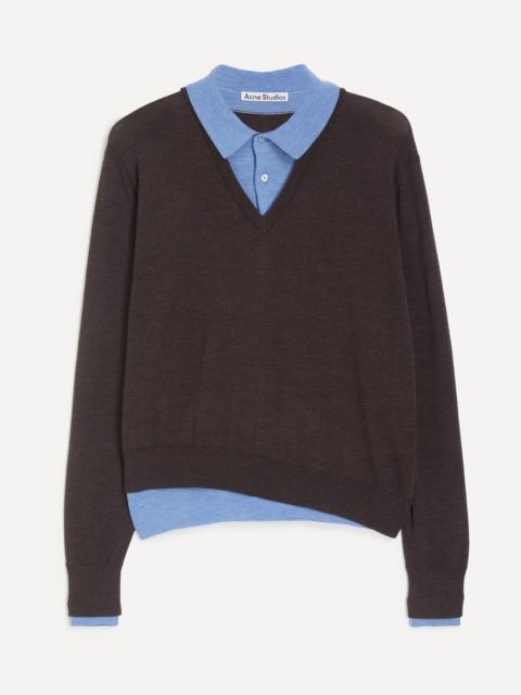 Acne Studios Layered Wool Knit Polo Jumper