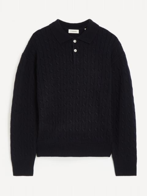 FRAME Cable Knit Polo Sweater