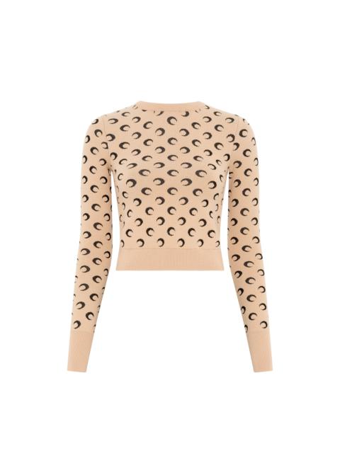 Marine Serre Moon Jacquard Knit Fitted Sweater