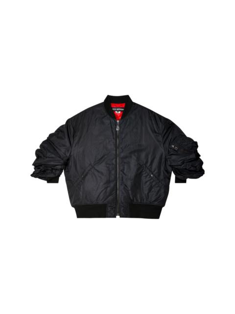 rolled-sleeves bomber jacket