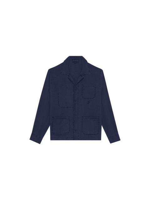 Vilebrequin Vilebrequin Linen Solid Overshirt in Bleu Marine at Nordstrom