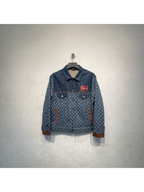 GUCCI Gucci double G logo patchwork embroidered denim jacket