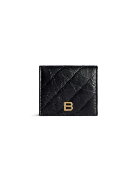 BALENCIAGA Women's Crush Flap Coin And Card Holder Quilted  in Black