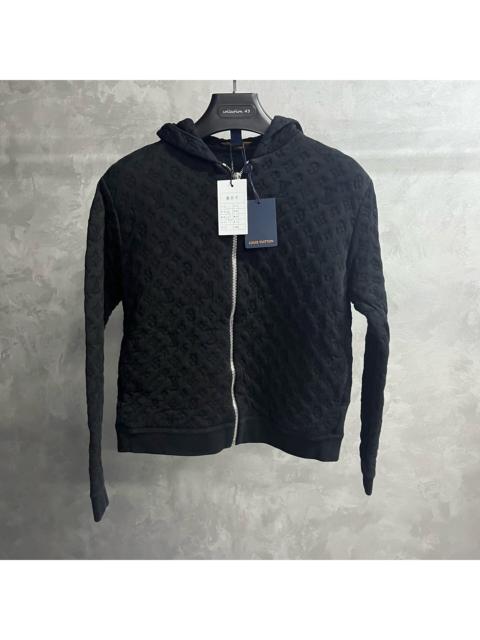 Louis Vuitton Louis Vuitton Black Solid-Color, All-Over Print, Zip-Up, Hooded Long-Sleeve Sweatshirt