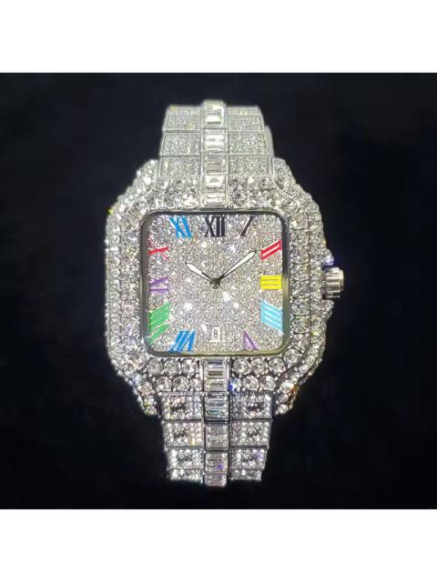 Jewelry - Iced Out Square Colorful Number Watch