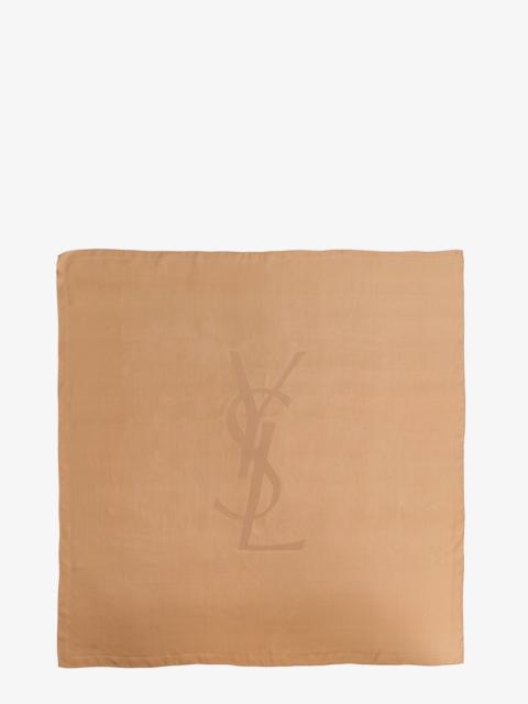 SAINT LAURENT Saint Laurent Cassandre Silk Scarf Brown