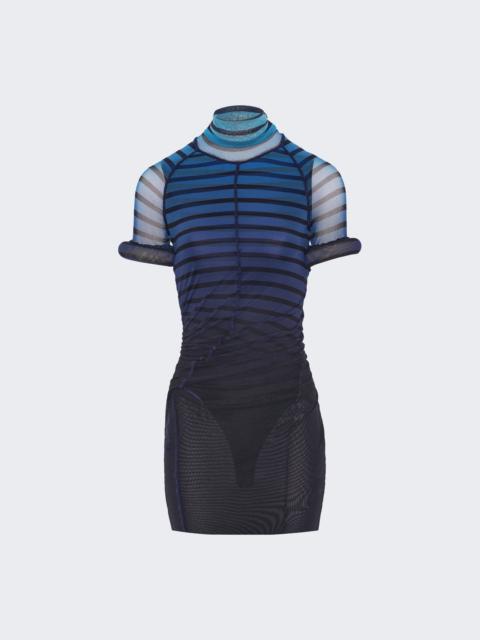 Jean Paul Gaultier Mesh 3d Short Dress Blue