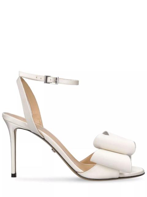 Other Designers Ma+ - MACH & MACH Double Bow White Satin 95mm Ankle Sandals