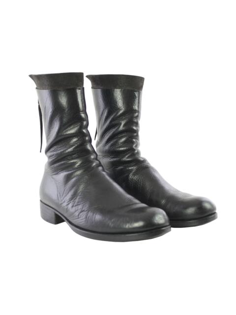 M.A+ M.A+ Tall Double Layer Back-Zip Leather Boots
