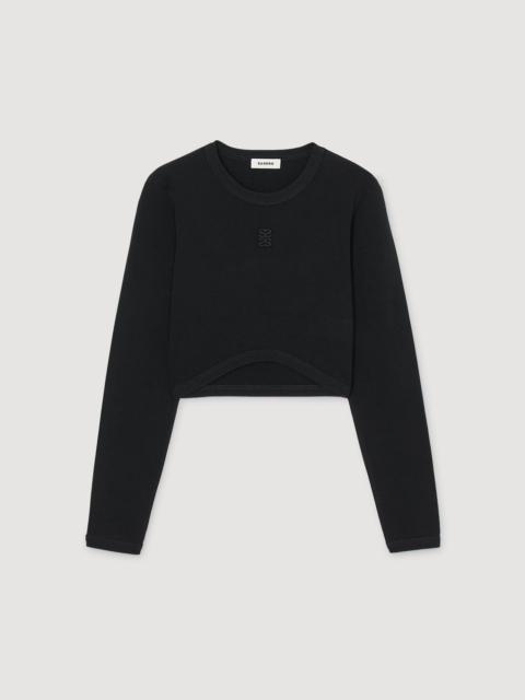 Sandro CROPPED EMBROIDERED T-SHIRT