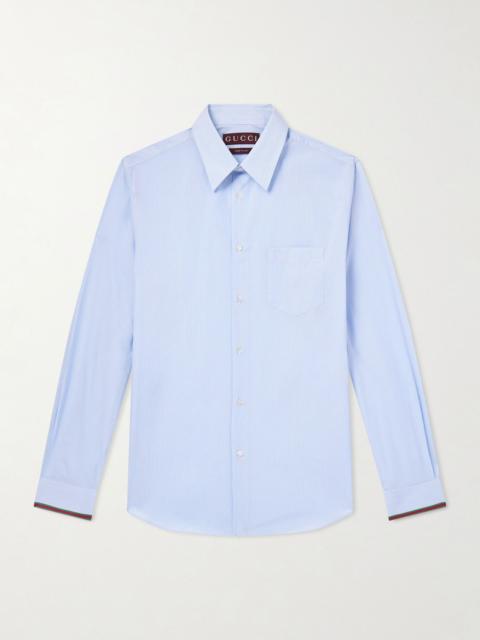 GUCCI Striped Cotton-Poplin Shirt Light blue