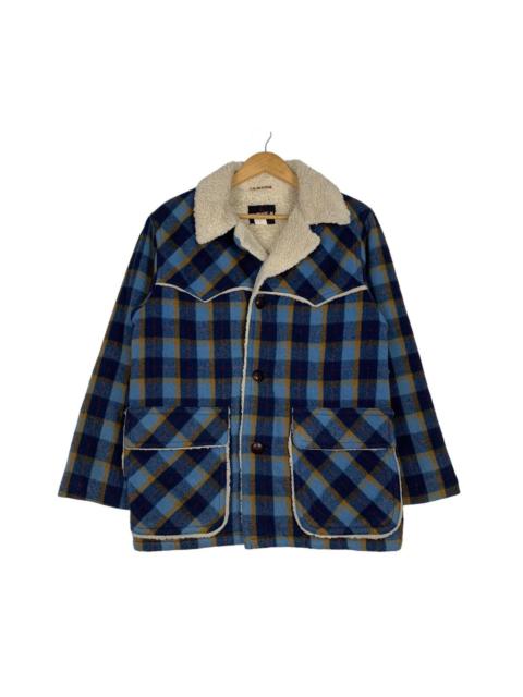 Other Designers Vintage - VAN JAC Sherpa Lined Blue Tartan Wool Jacket #1011-C45