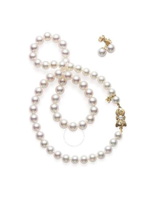 MIKIMOTO Mikimoto 18" Akoya Cultured Pearl Two-Piece Gift Set – 18K Yellow Gold