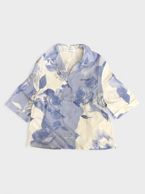 Off-White Off-White Staff Flowers Linen Shirt Blue