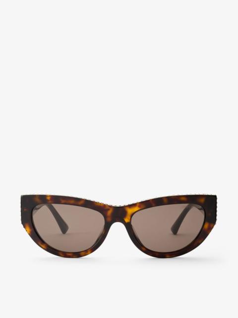 JIMMY CHOO Vale 
Brown Havana Cat Eye Sunglasses