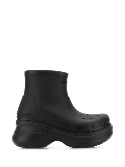 Balenciaga Men Black Rubber Crocs Ankle Boots