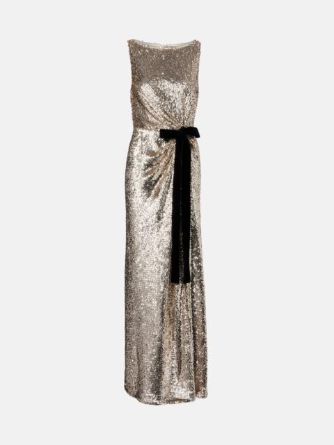 SIMKHAI Felicity draped sequined gown