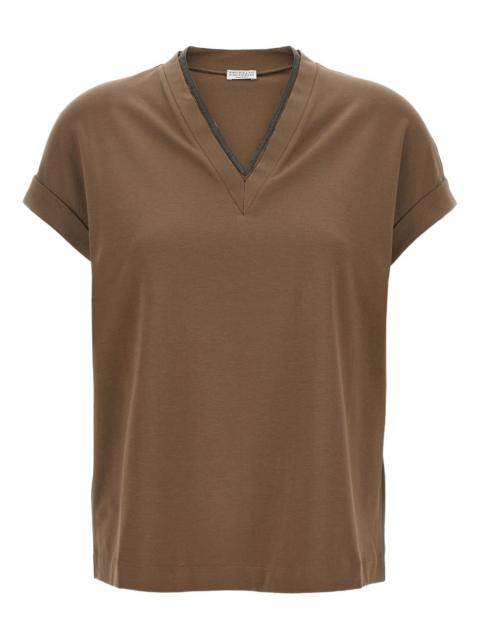 Brunello Cucinelli Brunello Cucinelli Women Cotton V-Necked T-Shirt