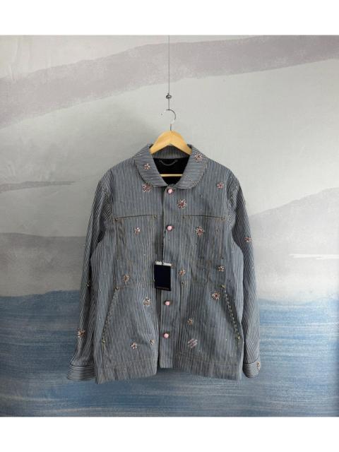 Louis Vuitton Louis Vuitton Striped Denim Shirt-Jacket with Cherry Blossom Rhinestone Embroidery