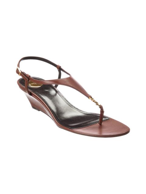 SAINT LAURENT Saint Laurent Cassandra Leather Wedge Sandal