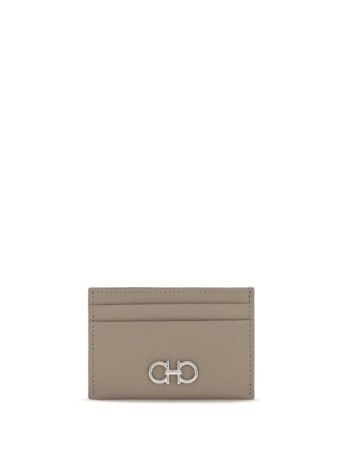 FERRAGAMO Ferragamo Gancini Card Holder Taupe Grey