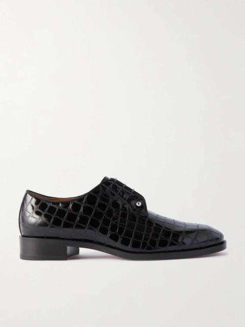 Chambeliss Embellished Croc-Effect Leather Derby Shoes