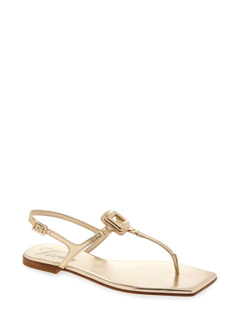 Roger Vivier Roger Vivier Viv by the Sea Metallic T-Strap Sandal in Oro Chiaro at Nordstrom