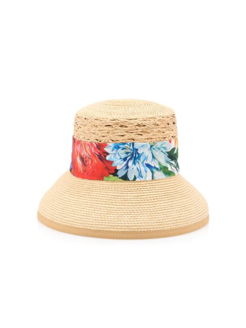 Dolce & Gabbana Scarf-Detailed Raffia Bucket Hat multi