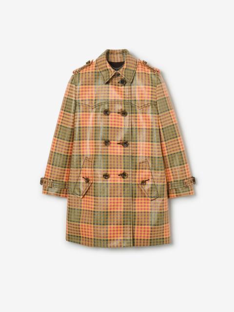 Burberry Short Check Coated Raffia-effect Summerside Trench Coat