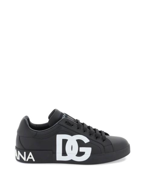 Dolce & Gabbana Leather Portofino Sneakers With Dg Logo