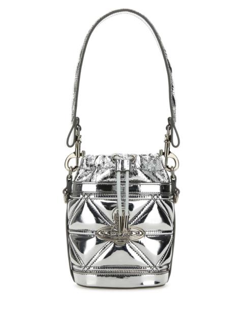 Vivienne Westwood Women Silver Synthetic Leather Small Kitty Bucket Bag