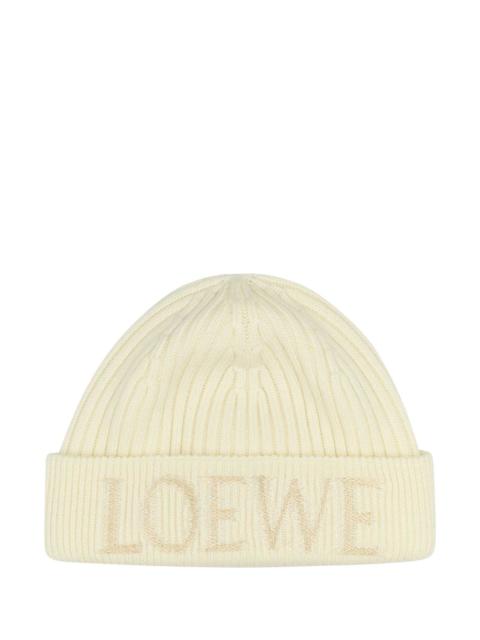 Loewe Loewe Women White Wool Beanie Hat