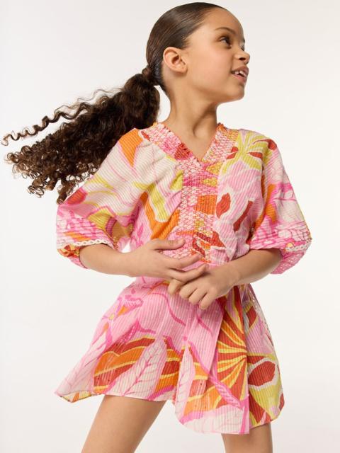 Poupette St Barth Short Jumpsuit Chantal for girls - Pink Macro Lilium