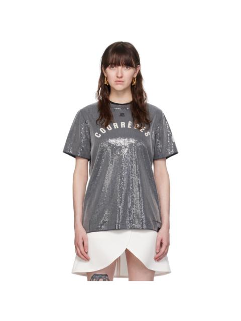 courrèges Gray Sequinned T-Shirt
