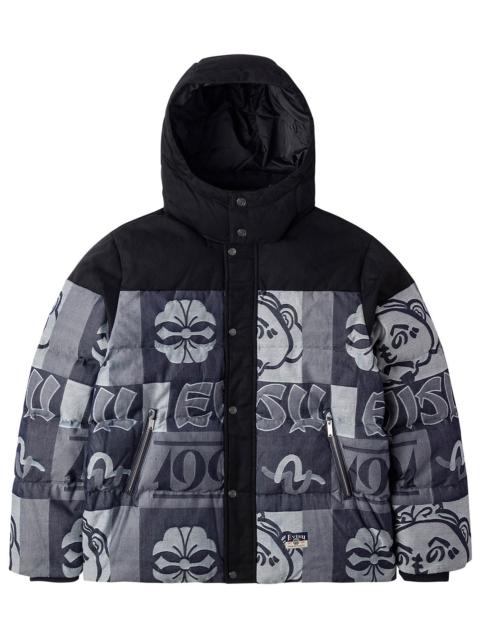 EVISU Allover Henohenomohe Godhead Jacquard Regular Fit Down Jacket