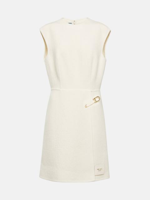 Prada Embellished wool-blend minidress
