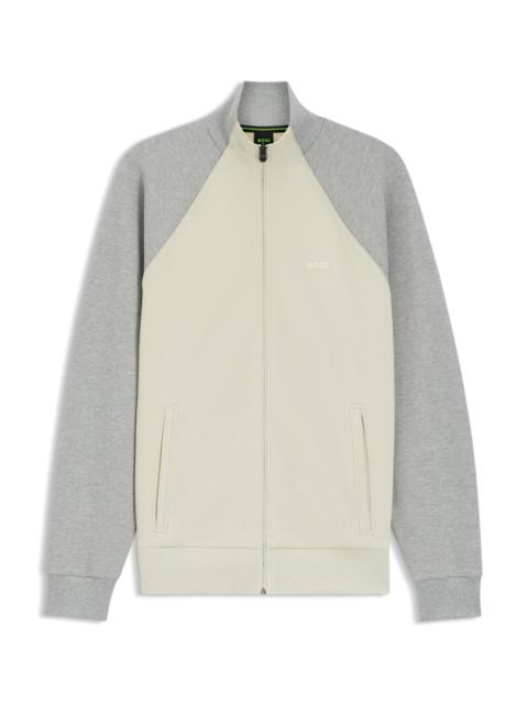 BOSS CONTRAST-PIPING SWEATSHIRT IN A COTTON BLEND