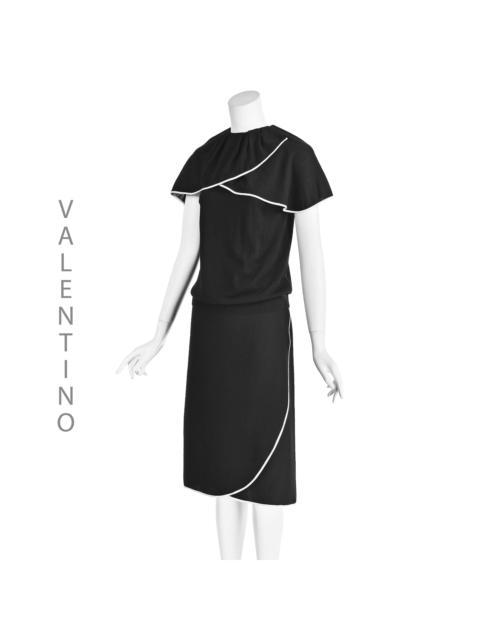 Valentino Black Wool Sweater & Silk Wrap Skirt 2-Piece Set 