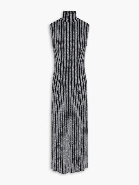 Missoni Sequin-embellished ribbed-knit turtleneck midi dress