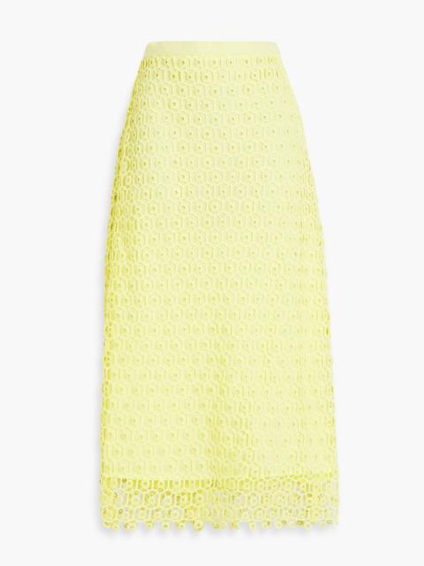 SIMKHAI Karolina eyelet-embellished lace midi skirt