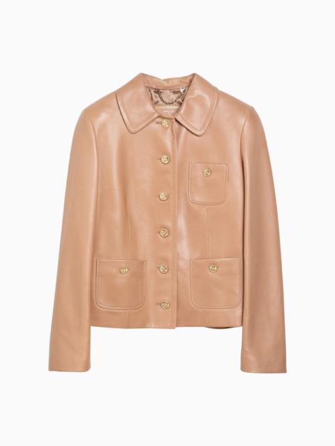 Gucci Light Pink Leather Jacket Women